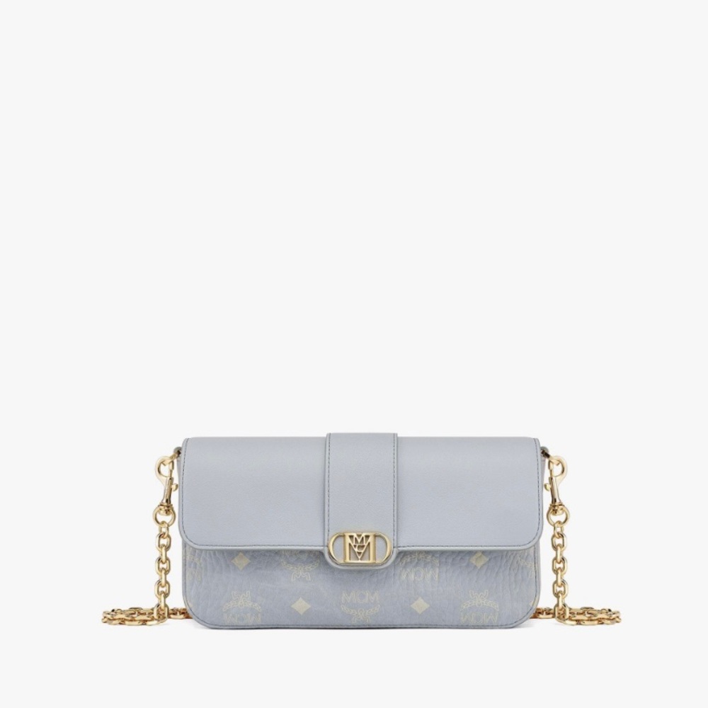 NWT MCM Mode Travia Small Shoulder Bag in Misty Gray Visetos
